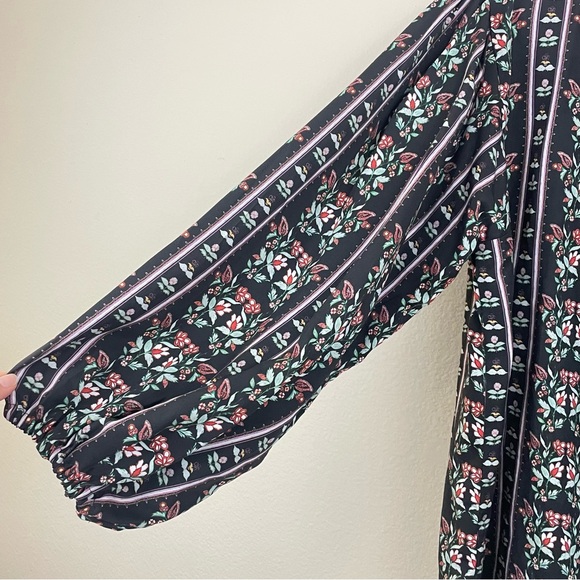 Brooke Wright Floral Long Ballon Sleeves Split Neck Willow Top Size L - Picture 4 of 8